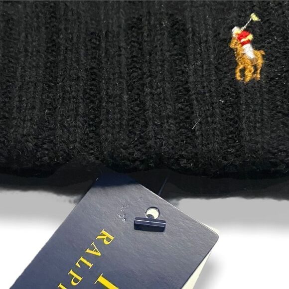 Polo Ralph Lauren Mens Signature Merino Wool Cuffed Beanie Black One Size (b) - Picture 5 of 9